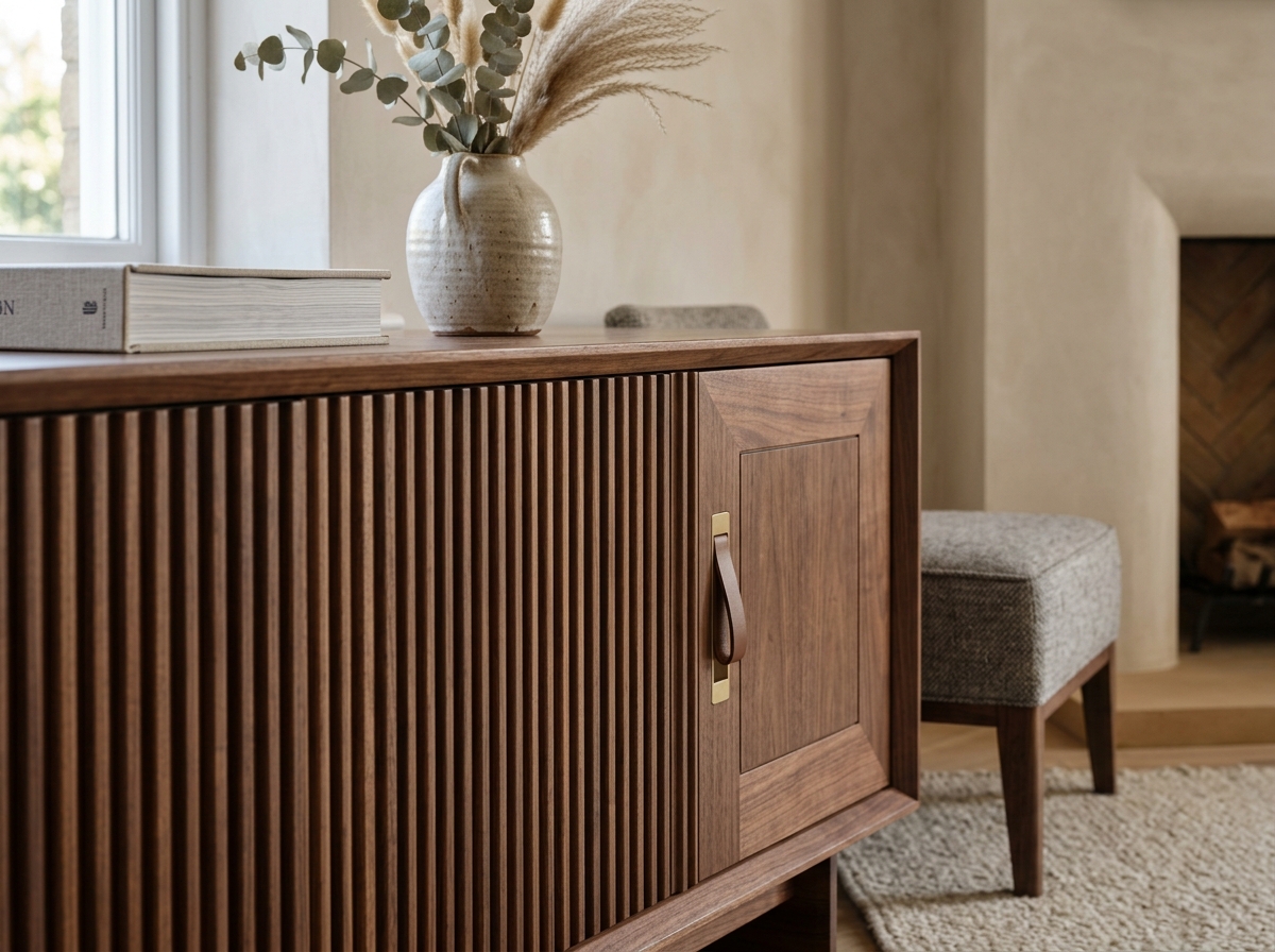 Detail shot of custom wooden furniture